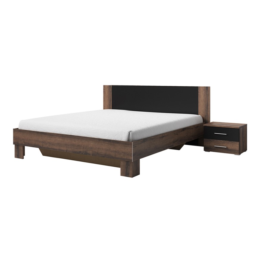 Lit double 180x200 2 tables de nuit sommier à lattes en bois Lauret Promotion Lit double 180x200 2 tables de nuit sommier à lattes en bois Lauret Promotion