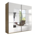 Armoire 2 portes coulissantes miroir blanc chêne 200x60x210 Lille Promotion