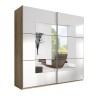Armoire 2 portes coulissantes miroir blanc chêne 200x60x210 Lille Promotion