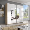 Armoire 2 portes coulissantes miroir blanc chêne 200x60x210 Lille Vente