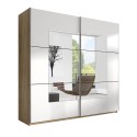 Armoire dressing chambre 221x61x210cm portes coulissantes miroir Vilriour Promotion