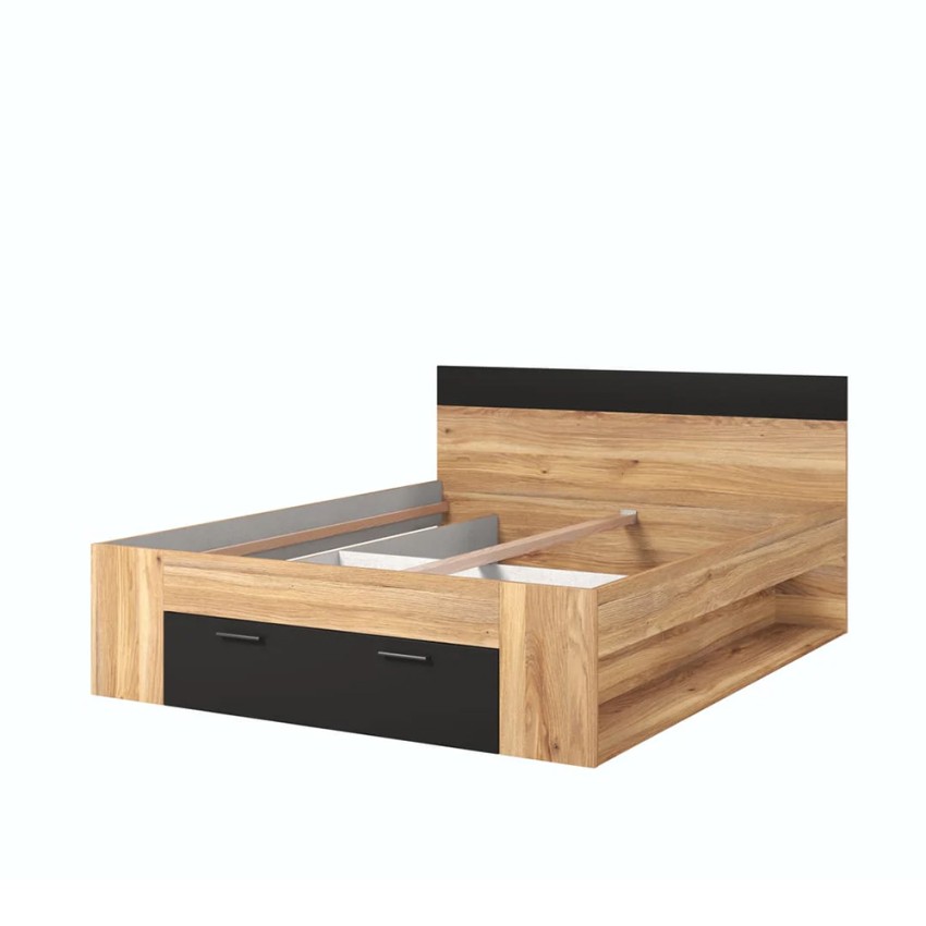 Lit double 160x200cm avec sommier lattes et coffre de rangement Esmera Promotion Lit double 160x200cm avec sommier lattes et coffre de rangement Esmera Promotion