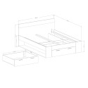 Lit double 180x200cm avec tiroir de rangement et sommier Raina Réductions
