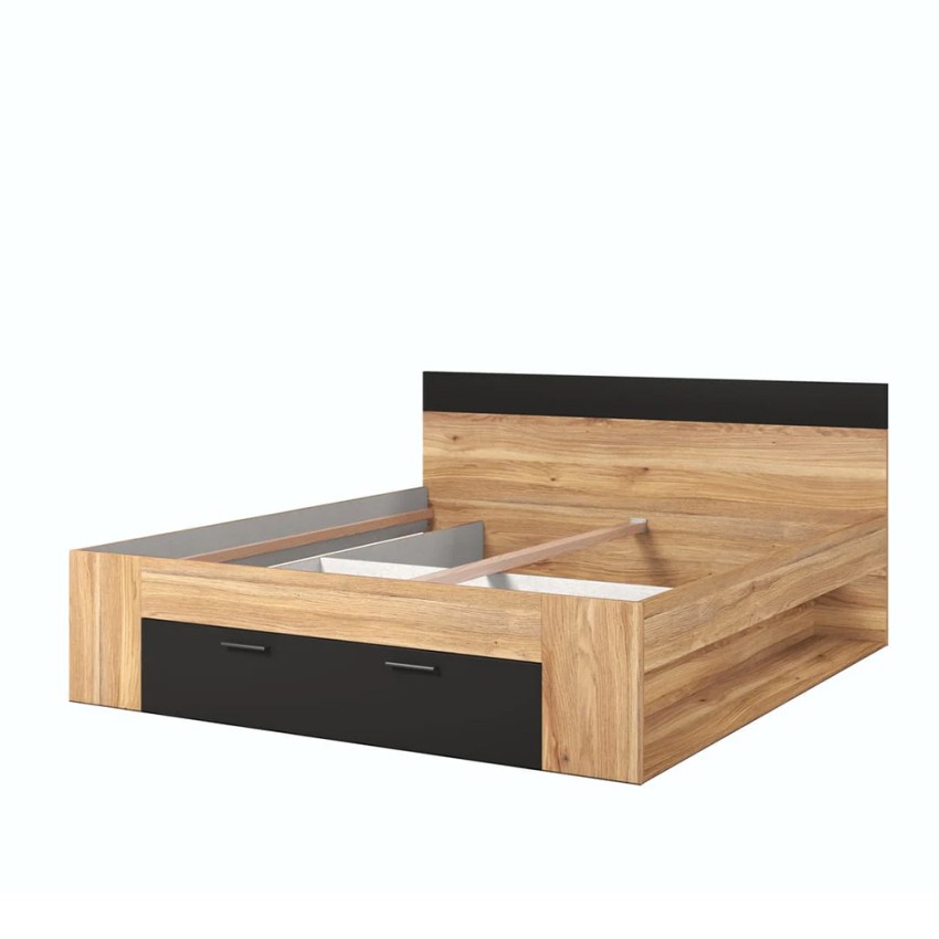 Lit double 180x200cm avec tiroir de rangement et sommier Raina Promotion Lit double 180x200cm avec tiroir de rangement et sommier Raina Promotion