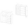 Armoire dressing 2 portes coulissantes miroir chêne foncé noir Otilie Remises