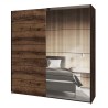 Armoire dressing 2 portes coulissantes miroir chêne foncé noir Otilie Vente