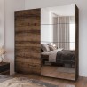 Armoire dressing 2 portes coulissantes miroir chêne foncé noir Otilie Offre