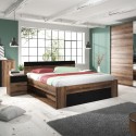 Lit coffre double 160x200cm chêne noir sommier à lattes Bayda Vente