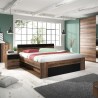 Lit coffre double 160x200cm chêne noir sommier à lattes Bayda Vente