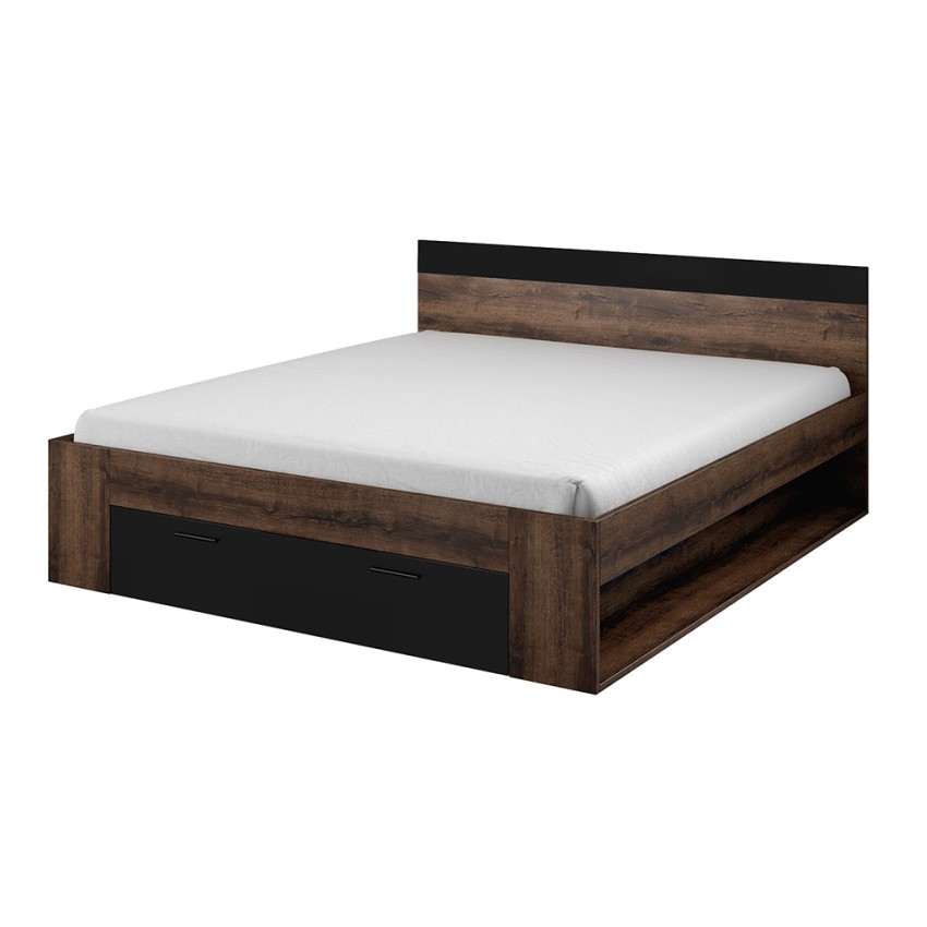Lit double 180x200 en bois de chêne coffre de rangement sommier Tosny Promotion Lit double 180x200 en bois de chêne coffre de rangement sommier Tosny Promotion