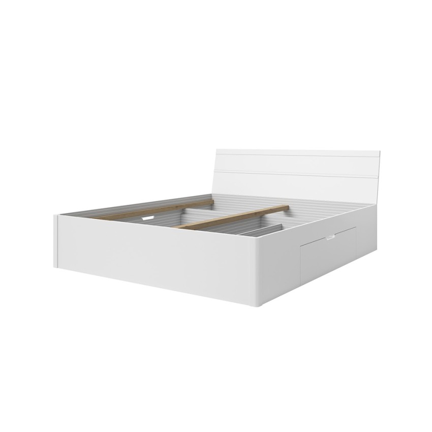 Lit double 160x200 sommier à lattes tiroirs de rangement Loix Promotion Lit double 160x200 sommier à lattes tiroirs de rangement Loix Promotion