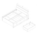 Lit double 180x200 tiroirs de rangement blanc sommier à lattes Eleyn Vente