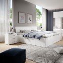 Lit double 180x200 tiroirs de rangement blanc sommier à lattes Eleyn Offre