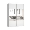 Armoire chambre blanche portes coulissantes miroir 120x61x210 Many Promotion