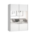 Armoire chambre blanche portes coulissantes miroir 120x61x210 Many Promotion