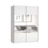 Armoire chambre blanche portes coulissantes miroir 120x61x210 Many Promotion