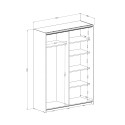 Armoire dressing blanc 150x61x210 portes coulissantes miroir Olette Réductions