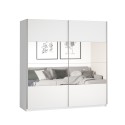 Armoire dressing 2 portes coulissantes miroir 200x60x210 blanc Mathea Promotion