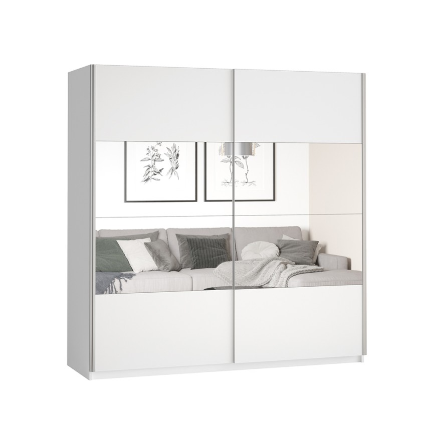 Armoire dressing 2 portes coulissantes miroir 200x60x210 blanc Mathea Promotion Armoire dressing 2 portes coulissantes miroir 200x60x210 blanc Mathea Promotion