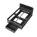 Lit une place et demie 140x200 chêne foncé tiroir de rangement Anthe Remises