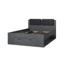 Lit une place et demie 140x200 chêne foncé tiroir de rangement Anthe Promotion
