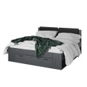 Lit double noir 180x200 avec coffre tête de lit et sommier Horseg Offre