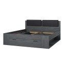 Lit double noir 180x200 avec coffre tête de lit et sommier Horseg Promotion