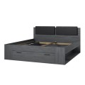 Lit double noir 180x200 avec coffre tête de lit et sommier Horseg Promotion