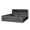Lit double noir 180x200 avec coffre tête de lit et sommier Horseg Promotion