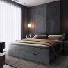 Lit double noir 180x200 avec coffre tête de lit et sommier Horseg Vente
