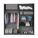 Armoire chêne foncé 2 portes coulissantes miroir 200x61x210 Saone Offre