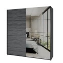 Armoire chêne foncé 2 portes coulissantes miroir 200x61x210 Saone Promotion