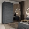 Armoire chêne foncé 2 portes coulissantes miroir 200x61x210 Saone Remises