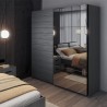 Armoire chêne foncé 2 portes coulissantes miroir 200x61x210 Saone Vente