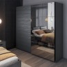 Armoire dressing miroir portes coulissantes 220x61x210 chêne foncé Wamin Remises
