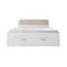 Lit double en bois de chêne blanchi 160x200 avec coffre Lamonthe Remises