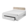 Lit double 180x200cm avec coffre blanc lattes de bois Maddison Offre