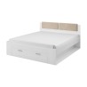 Lit double 180x200cm avec coffre blanc lattes de bois Maddison Promotion