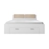 Lit double 180x200cm avec coffre blanc lattes de bois Maddison Remises