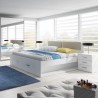Lit double 180x200cm avec coffre blanc lattes de bois Maddison Réductions