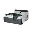 Lit double 160x200 coffre rangement sommier lattes chêne foncé Tiara Offre