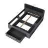 Lit double 160x200 coffre rangement sommier lattes chêne foncé Tiara Remises