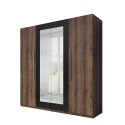 Armoire bois de chêne sombre quatre portes miroir 228x57x214 Hutton Vente