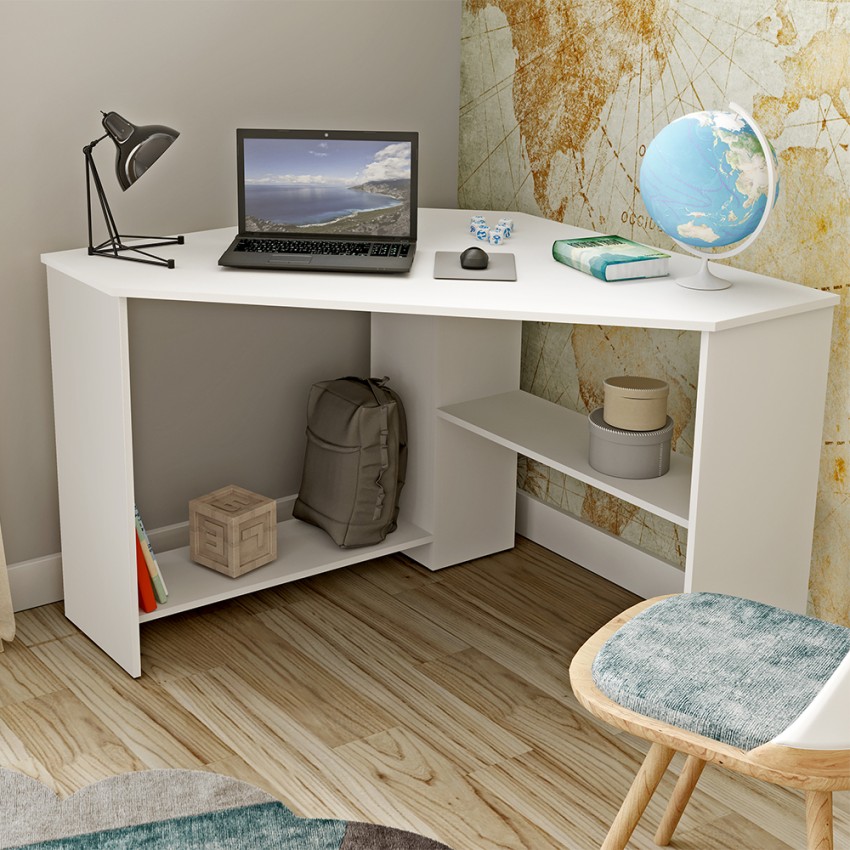 Bureau d'angle pour bureau d'étude peu encombrant blanc 80x80x73cm Keniro Promotion Bureau d'angle pour bureau d'étude peu encombrant blanc 80x80x73cm Keniro Promotion