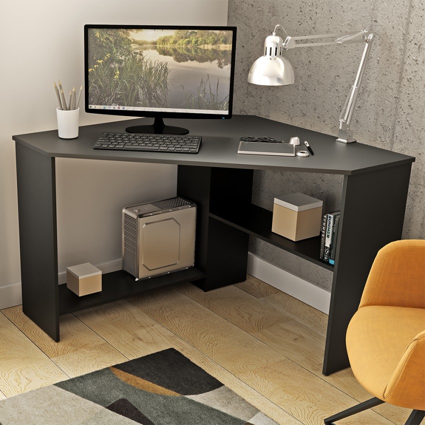 Bureau d'angle noir 80x80x73cm bureau d'étude peu encombrant Newman Promotion Bureau d'angle noir 80x80x73cm bureau d'étude peu encombrant Newman Promotion