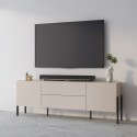 Meuble TV 2 portes 2 tiroirs design minimaliste moderne beige Kaylus  Remises