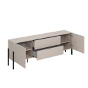 Meuble TV 2 portes 2 tiroirs design minimaliste moderne beige Kaylus  Offre