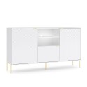 Buffet moderne blanc 3 portes LED lumière séjour cuisine Sandani Remises