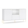 Buffet moderne blanc 3 portes LED lumière séjour cuisine Sandani Remises