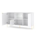 Buffet moderne blanc 3 portes LED lumière séjour cuisine Sandani Réductions